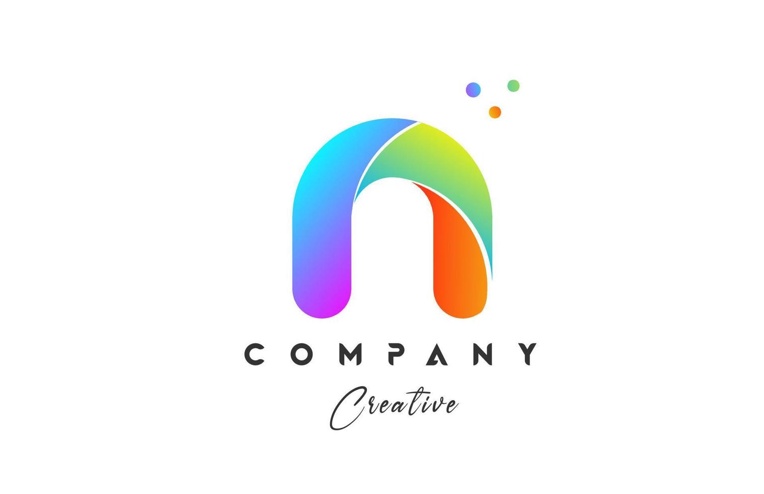 färgad n alfabet brev logotyp ikon design. gul blå grön Färg med prickar. färgrik kreativ mall för företag och företag vektor