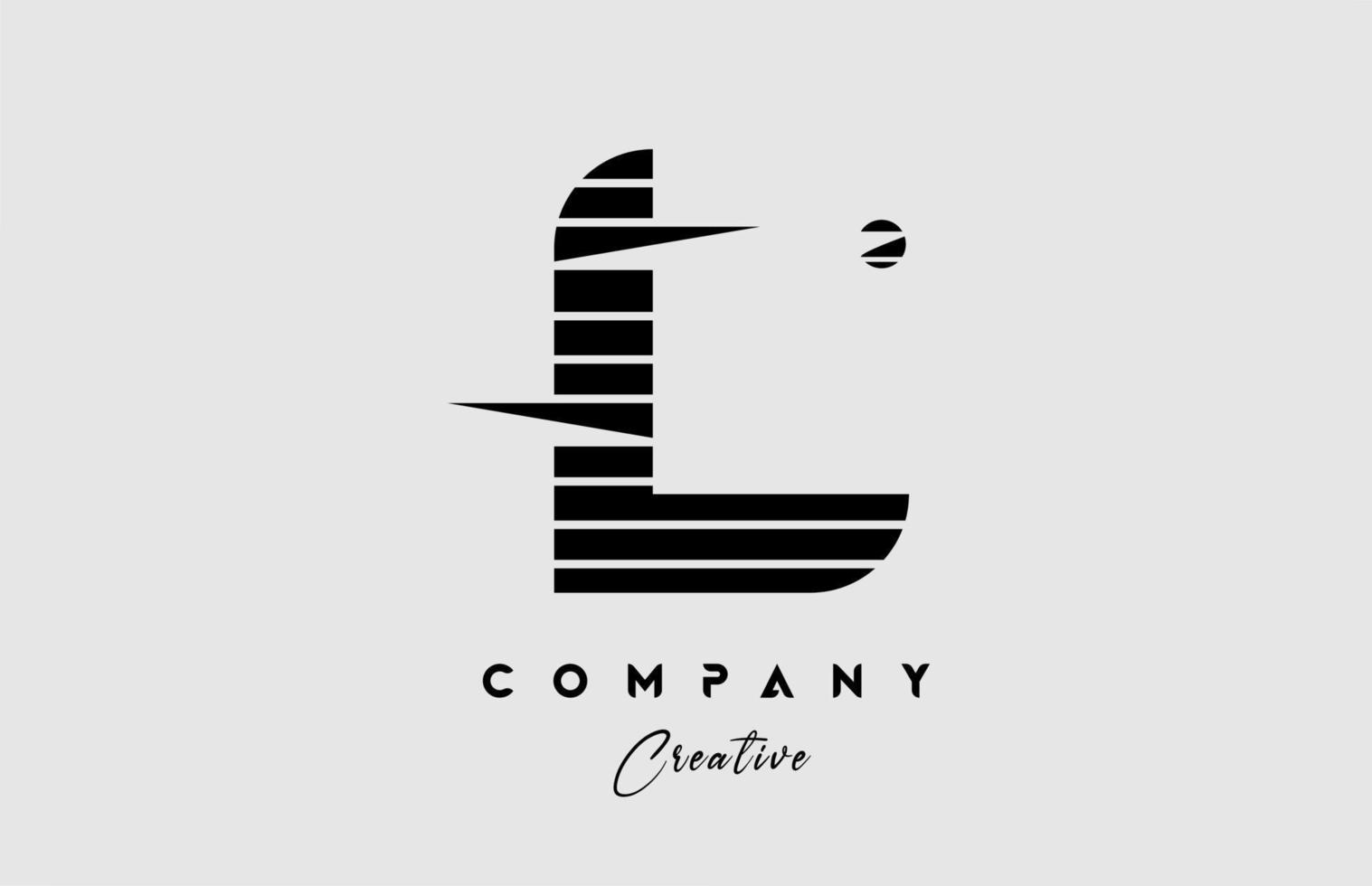 rader l alfabet brev logotyp ikon design i svart och vit. kreativ mall för företag och företag med Ränder vektor