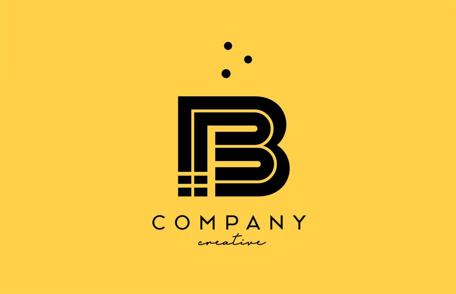 b Gelb schwarz Alphabet Brief Logo mit Linien und Punkte. korporativ kreativ Vorlage Design zum Unternehmen und Geschäft vektor