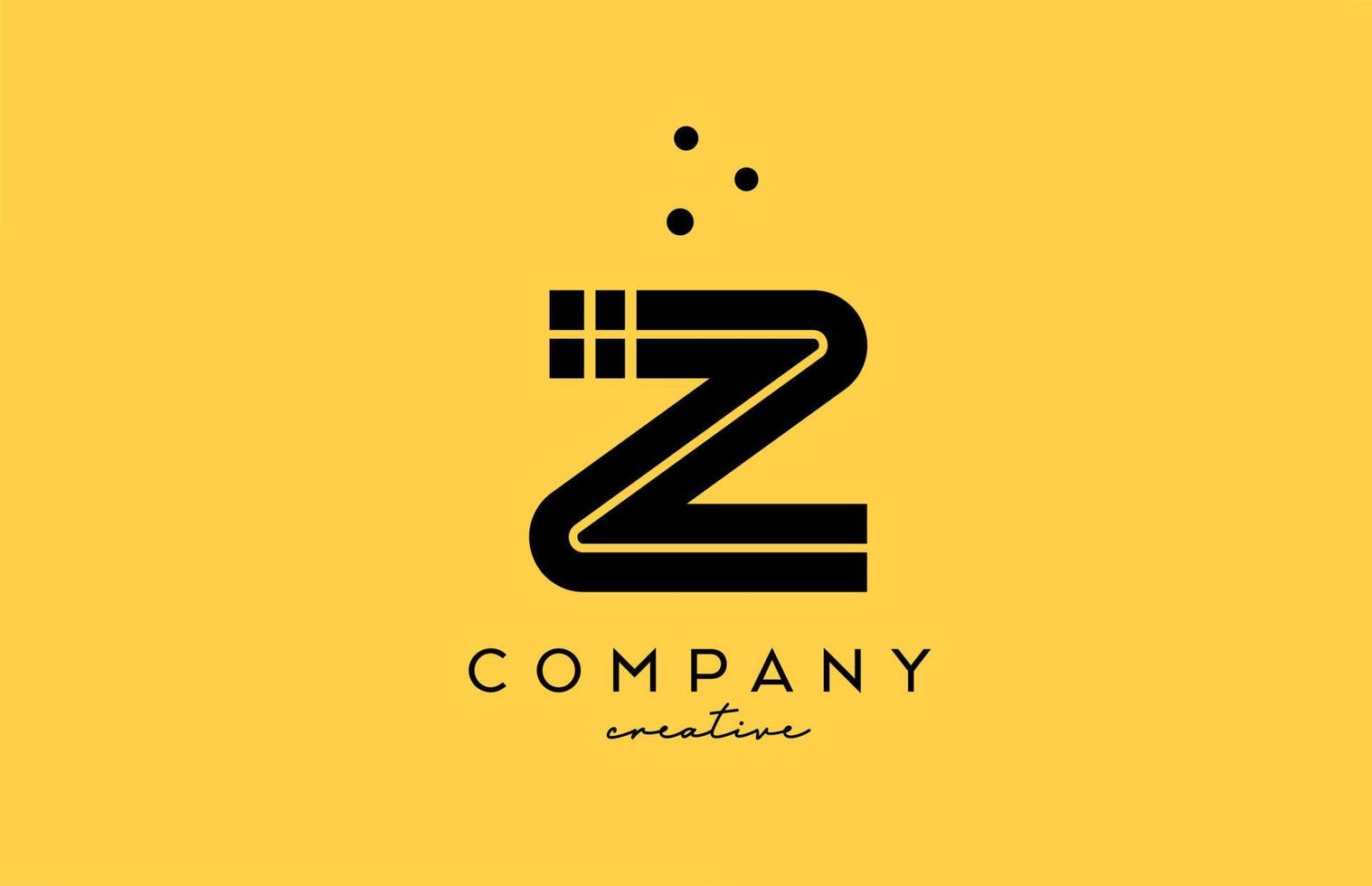z gul svart alfabet brev logotyp med rader och prickar. företags- kreativ mall design för företag och företag vektor