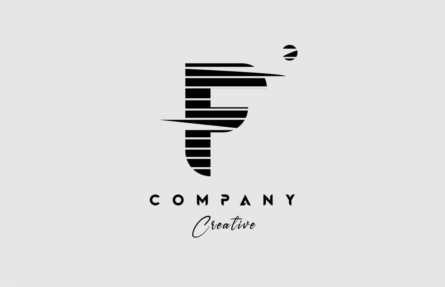 rader f alfabet brev logotyp ikon design i svart och vit. kreativ mall för företag och företag med Ränder vektor