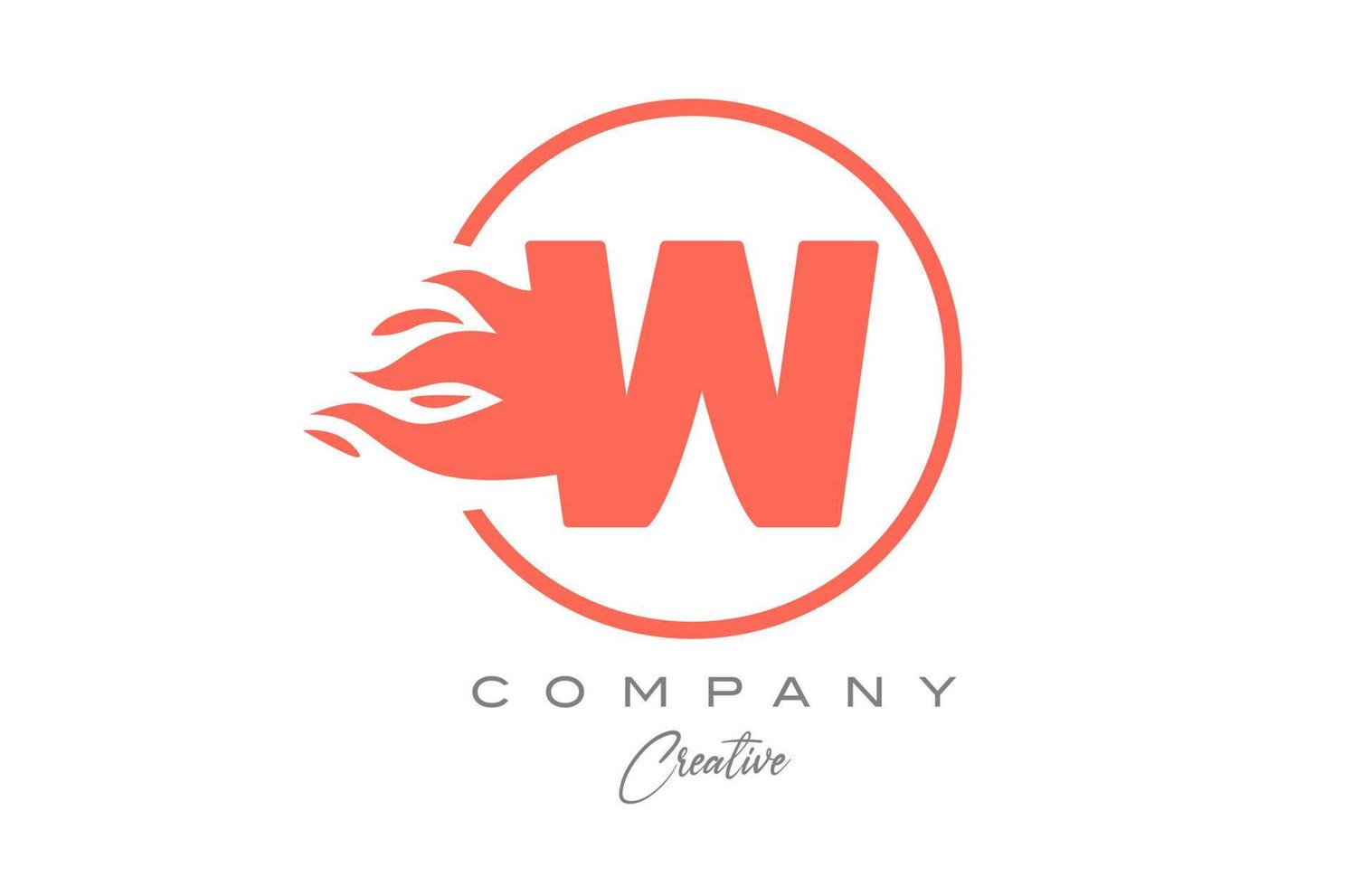 Orange w Alphabet Brief Symbol zum korporativ mit Flammen. Feuer Design geeignet zum ein Geschäft Logo vektor