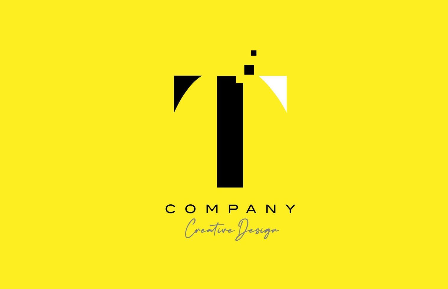 gul svart t alfabet brev logotyp ikon design med prickar. kreativ mall för företag och företag vektor