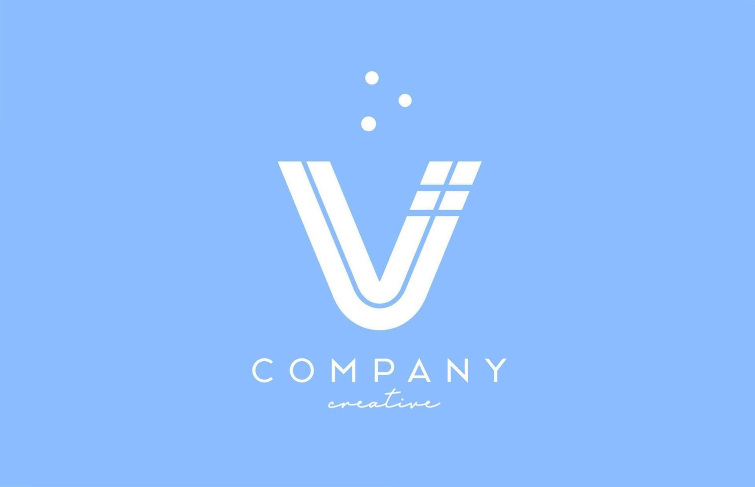v Blau Weiß Alphabet Brief Logo mit Linien und Punkte. korporativ kreativ Vorlage Design zum Unternehmen und Geschäft vektor