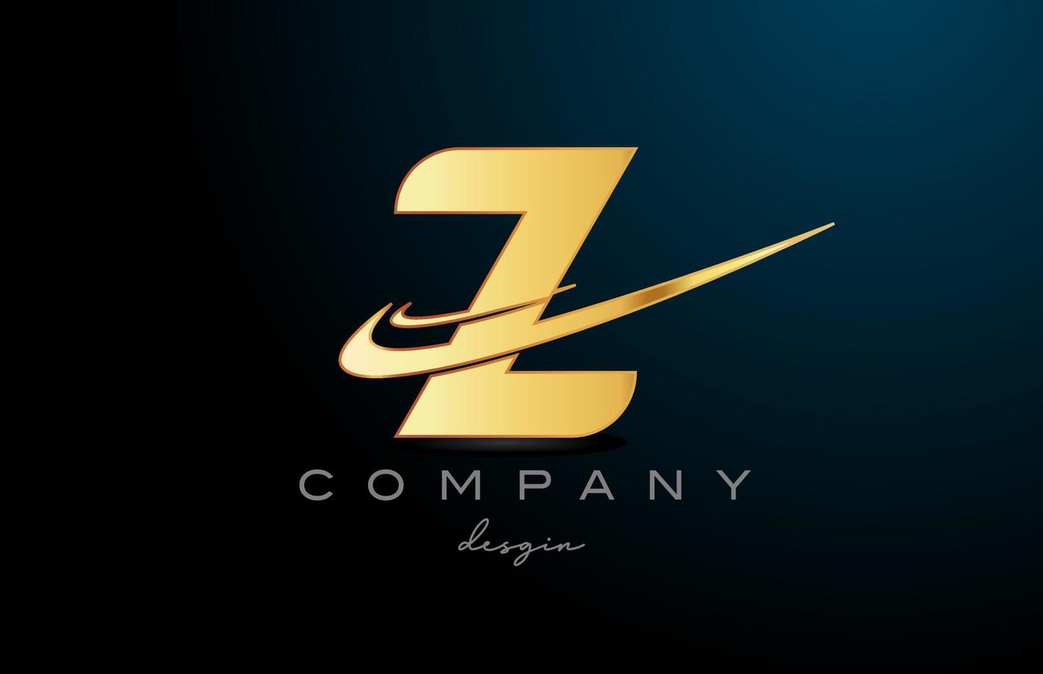 z alfabet brev logotyp med dubbel- susa i guld gyllene Färg. företags- kreativ mall design för företag vektor
