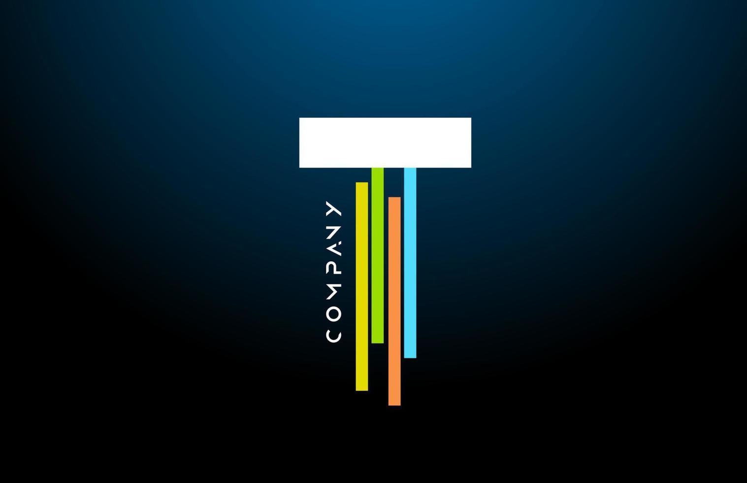färgad t alfabet brev logotyp ikon design med linje. kreativ mall för företag och företag vektor