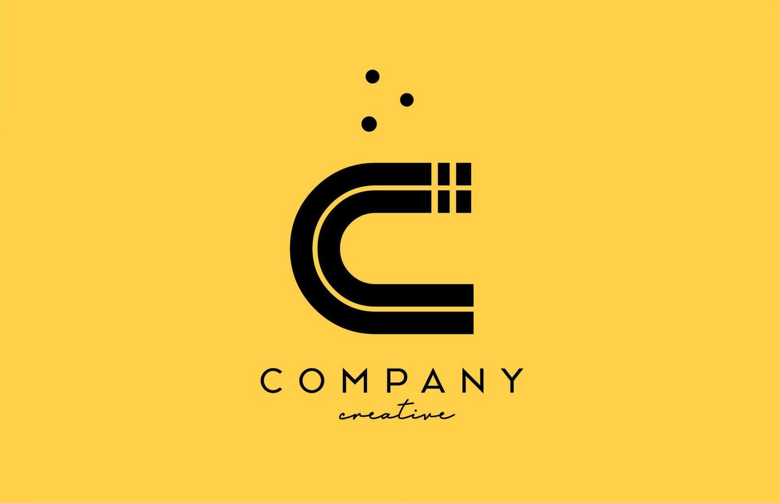 c Gelb schwarz Alphabet Brief Logo mit Linien und Punkte. korporativ kreativ Vorlage Design zum Unternehmen und Geschäft vektor