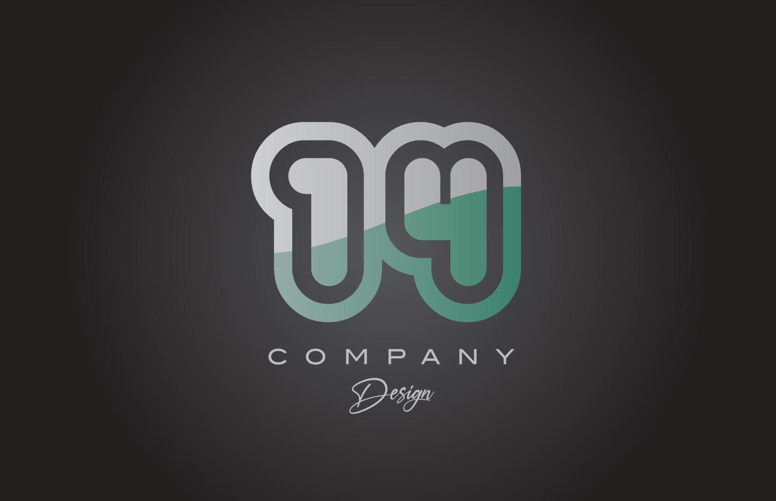 14 grön grå siffra logotyp ikon design. kreativ mall för företag och företag vektor