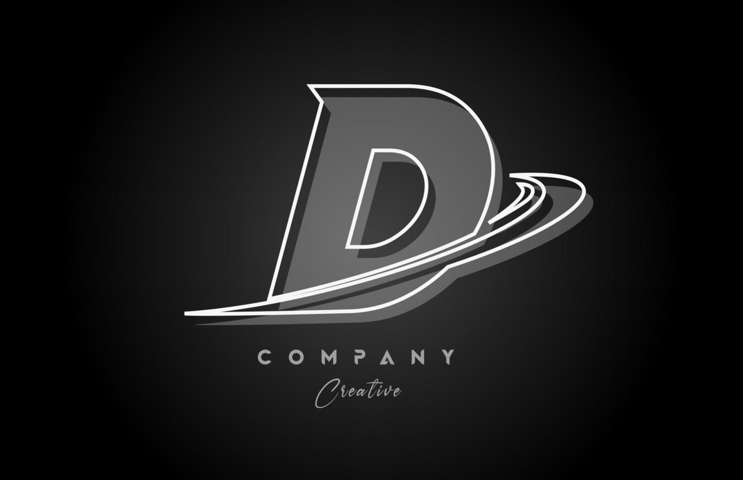schwarz und Weiß d Linie Alphabet Brief Logo Symbol Design mit rauschen und Schatten. kreativ Vorlage zum Geschäft und Unternehmen vektor