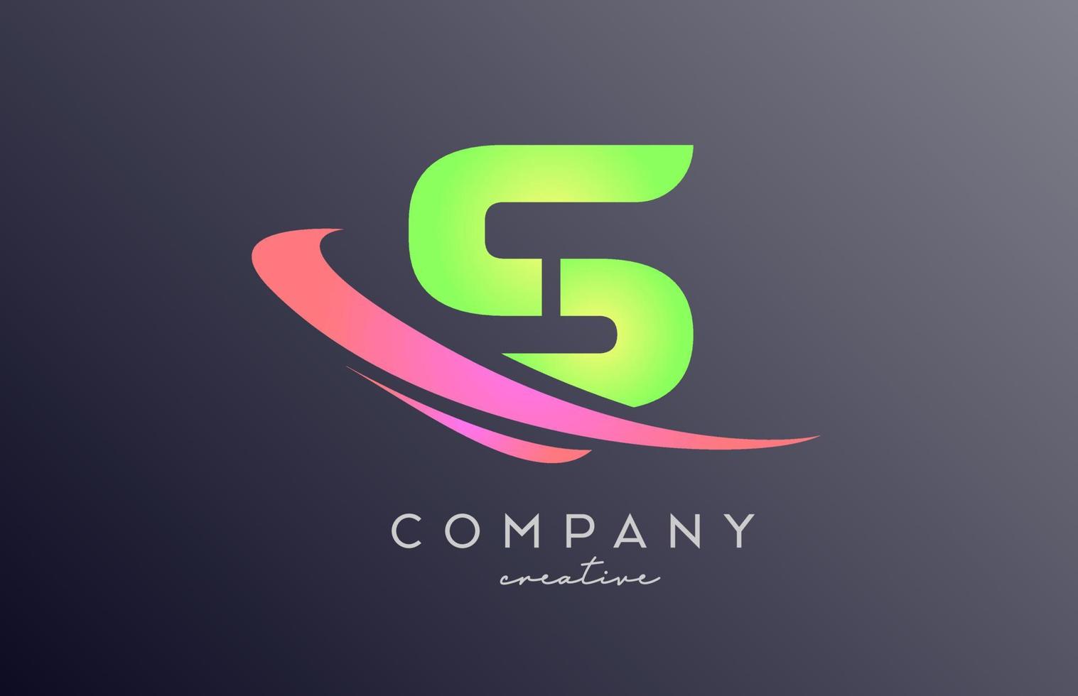 grön rosa s alfabet brev logotyp ikon med susa. kreativ mall design för företag och företag vektor