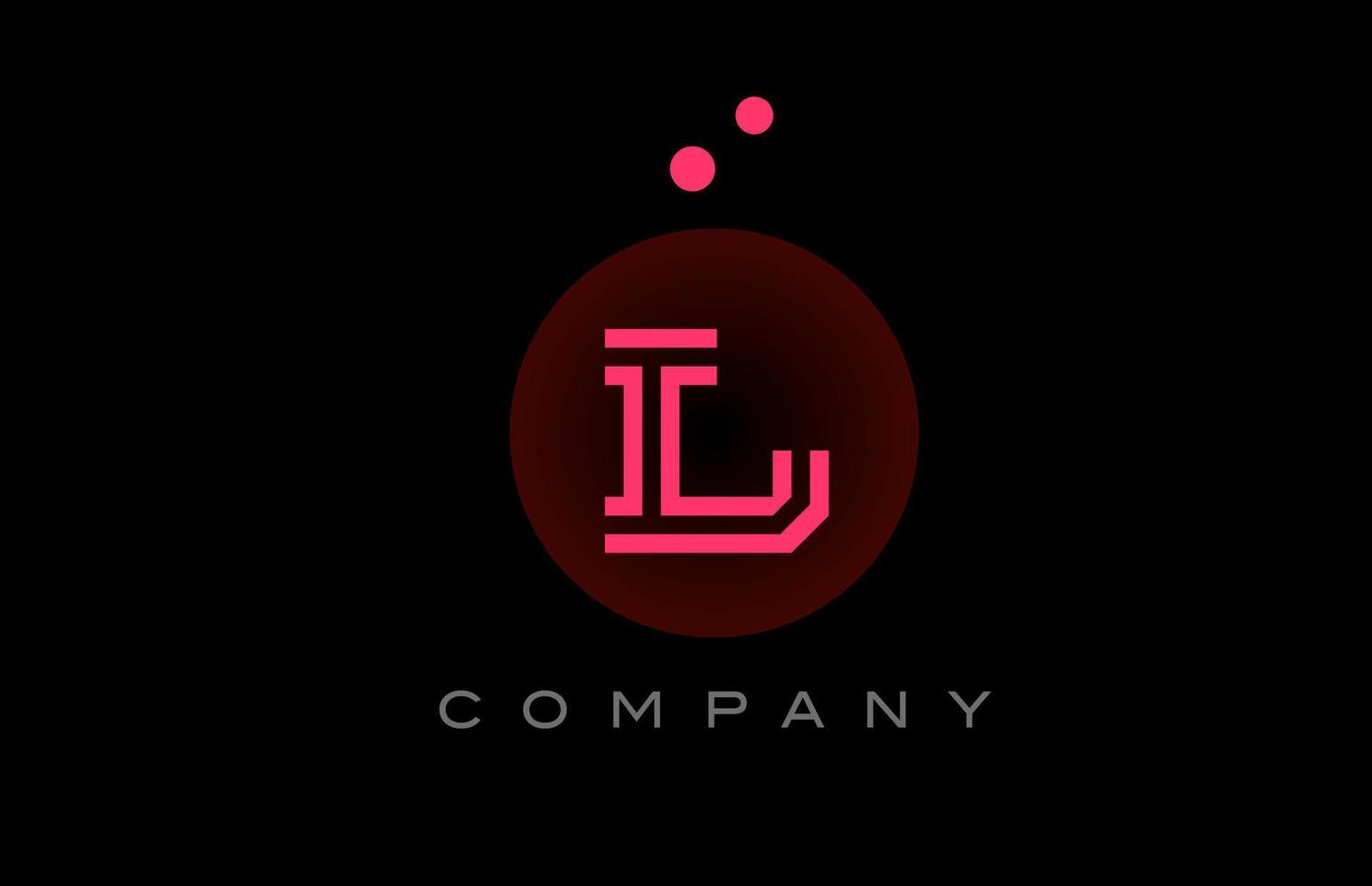 svart rosa l alfabet brev logotyp ikon med prickar och cirkel. mall design för företag och företag vektor