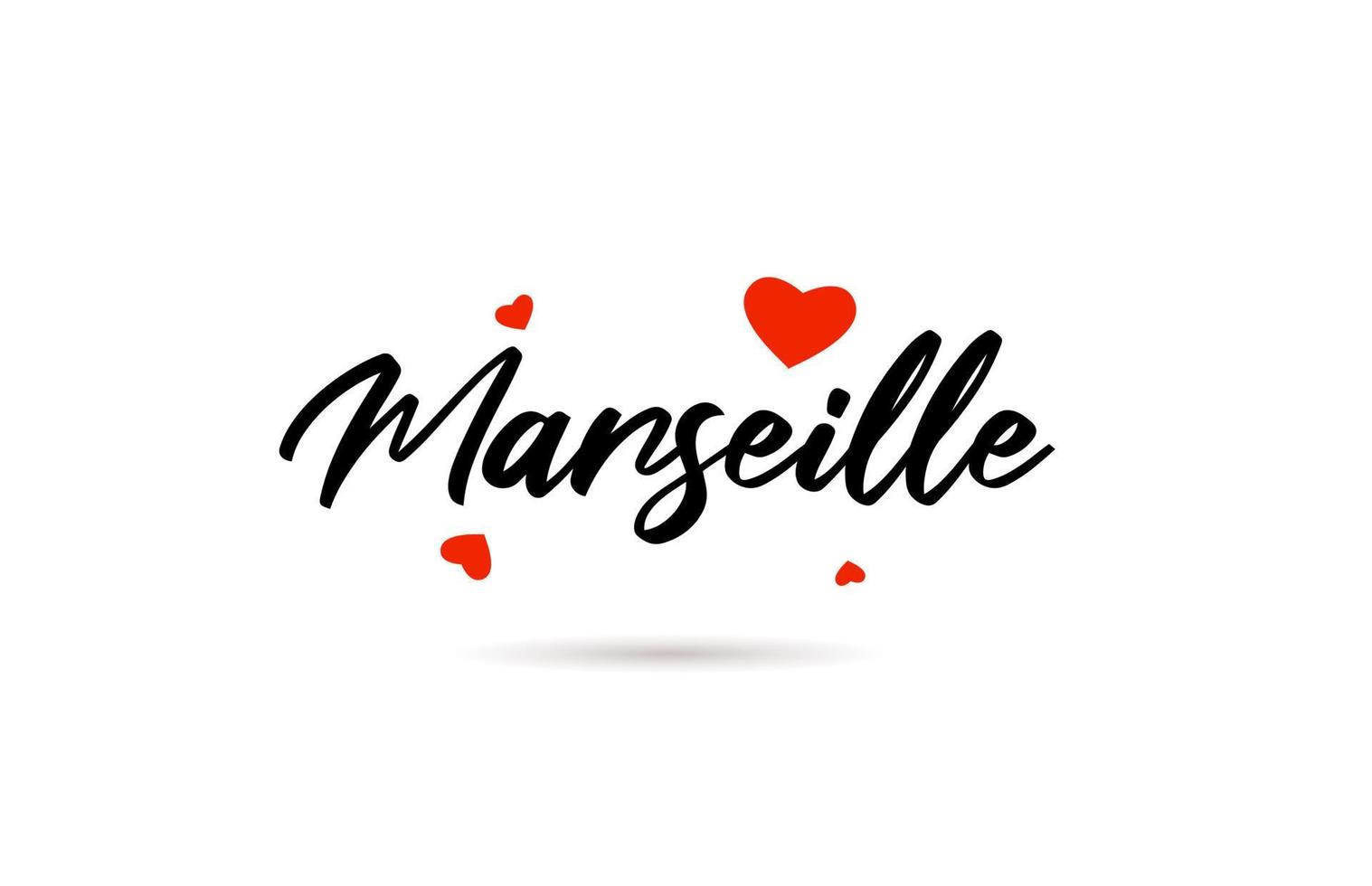 marseille handgeschrieben Stadt Typografie Text mit Liebe Herz vektor