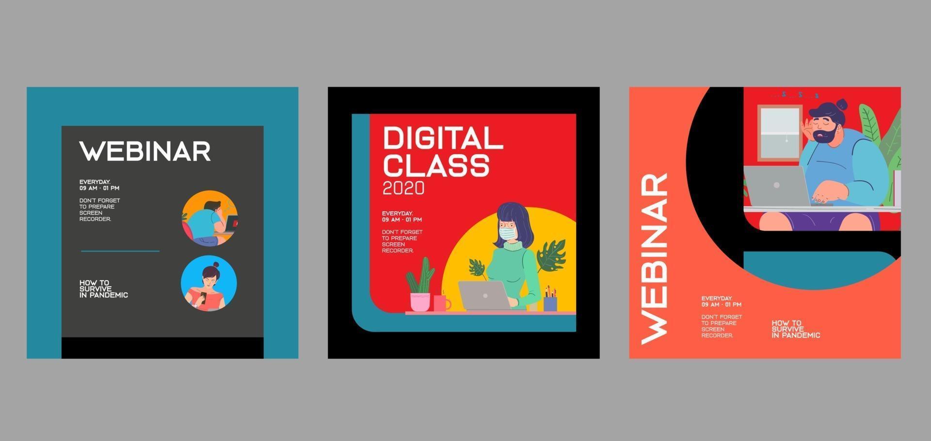 Designvorlage für ein Web-Seminar für ein digitales Seminar vektor