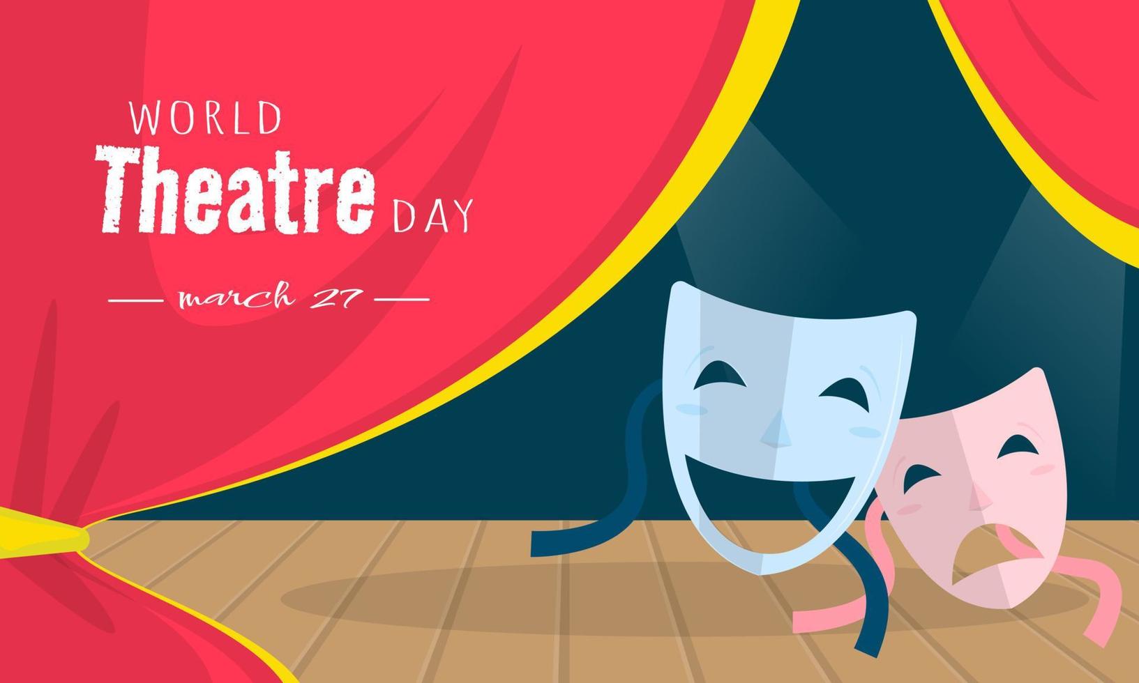 värld teater dag hälsning vektor
