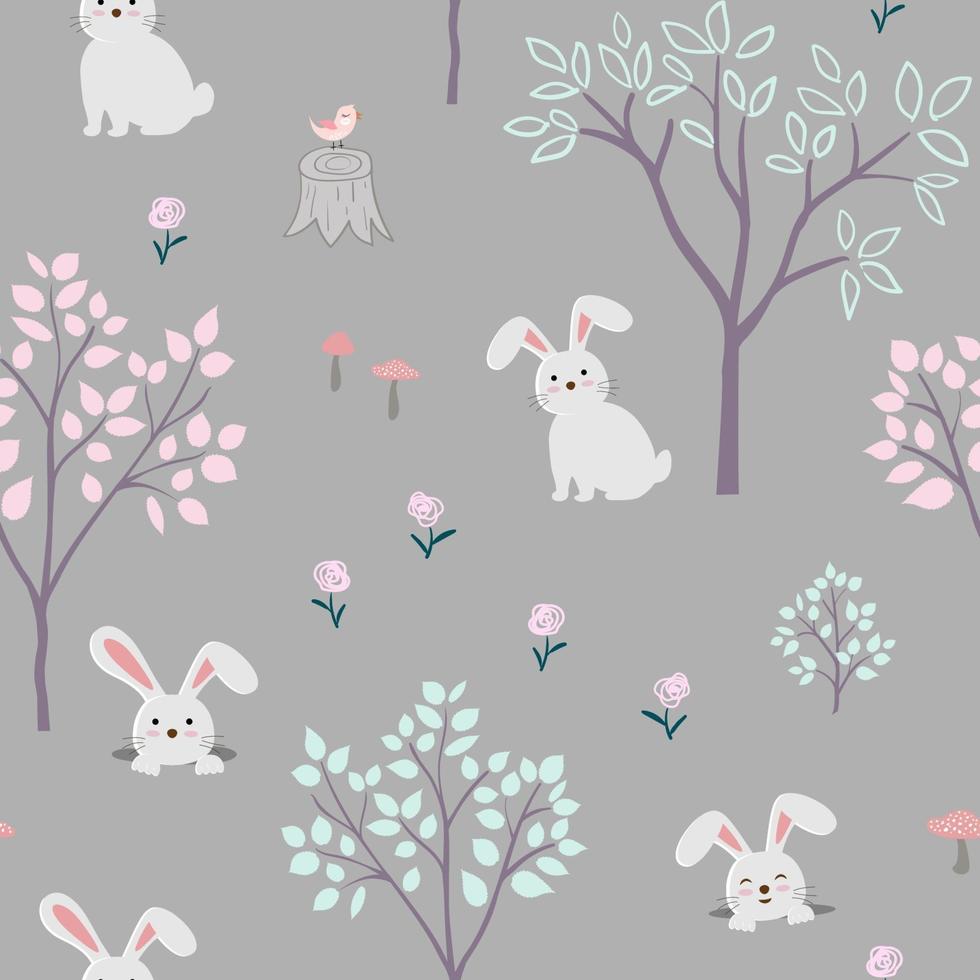 söta seriefigurer av kaniner sömlösa mönster vektor