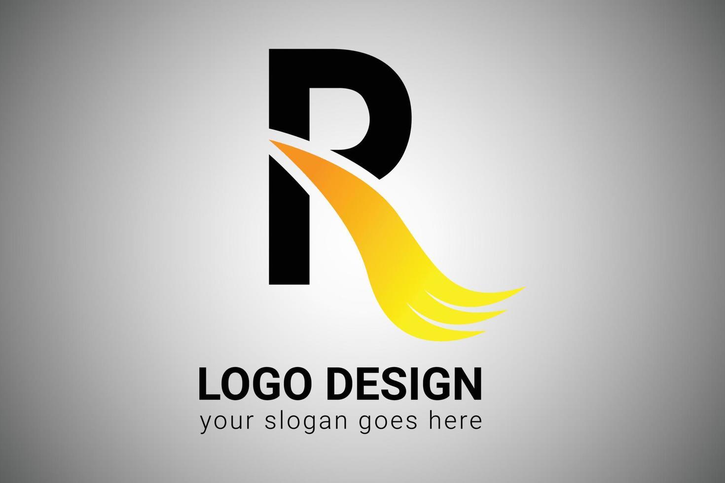 brev r med orange lutning Färg elegant minimalistisk vinge design. kreativ brev susa ikon vektor illustration.