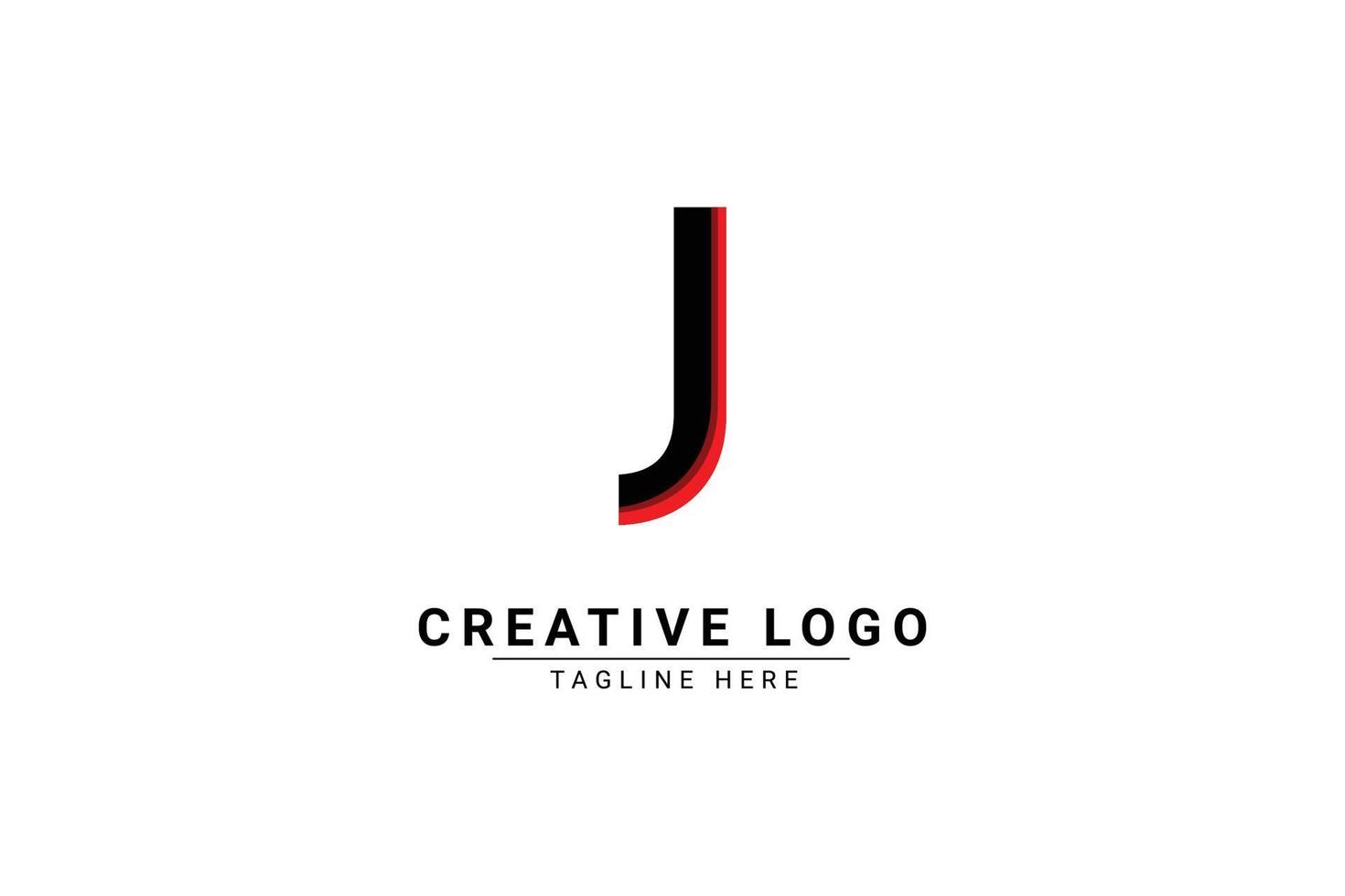 första brev j logotyp. röd och svart form c brev logotyp med skugga användbar för företag och branding logotyper. platt vektor logotyp design mall element.