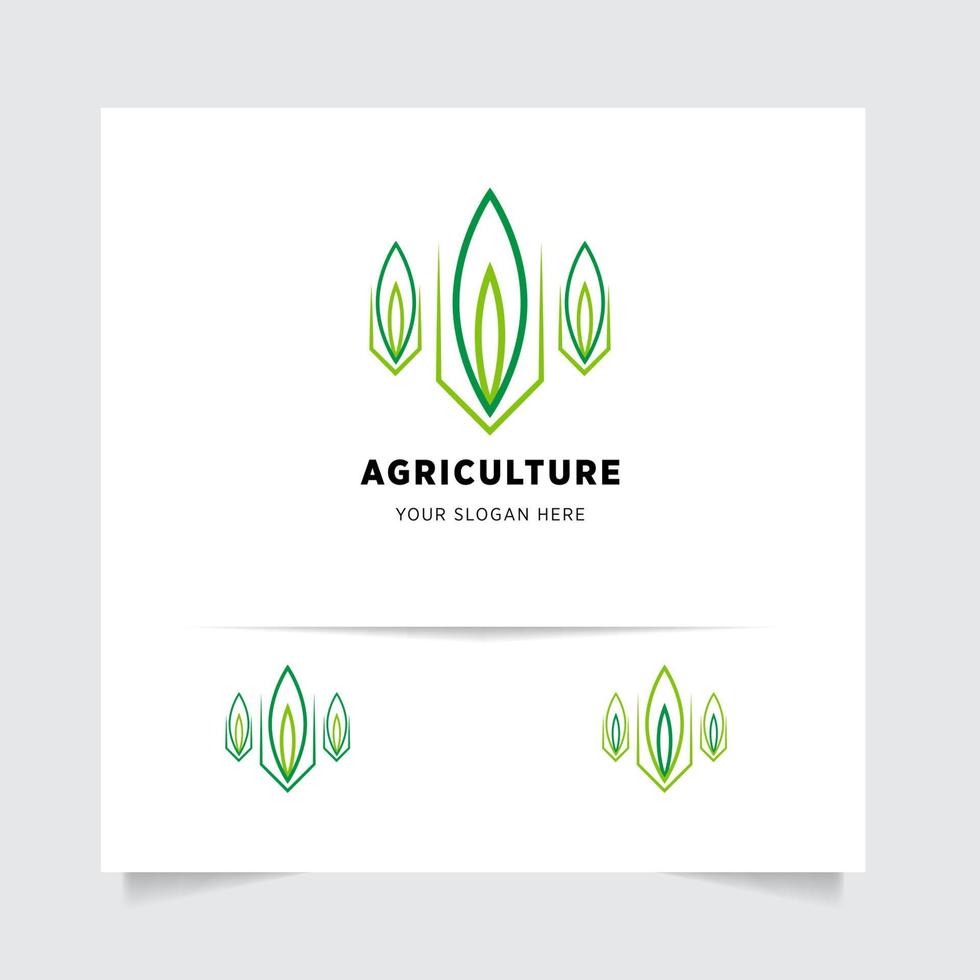 eben Emblem Logo Design zum Landwirtschaft mit das Konzept von Grün Blätter Vektor. Grün Natur Logo benutzt zum landwirtschaftlich Systeme, Bauern, und Plantage Produkte. Logo Vorlage. vektor