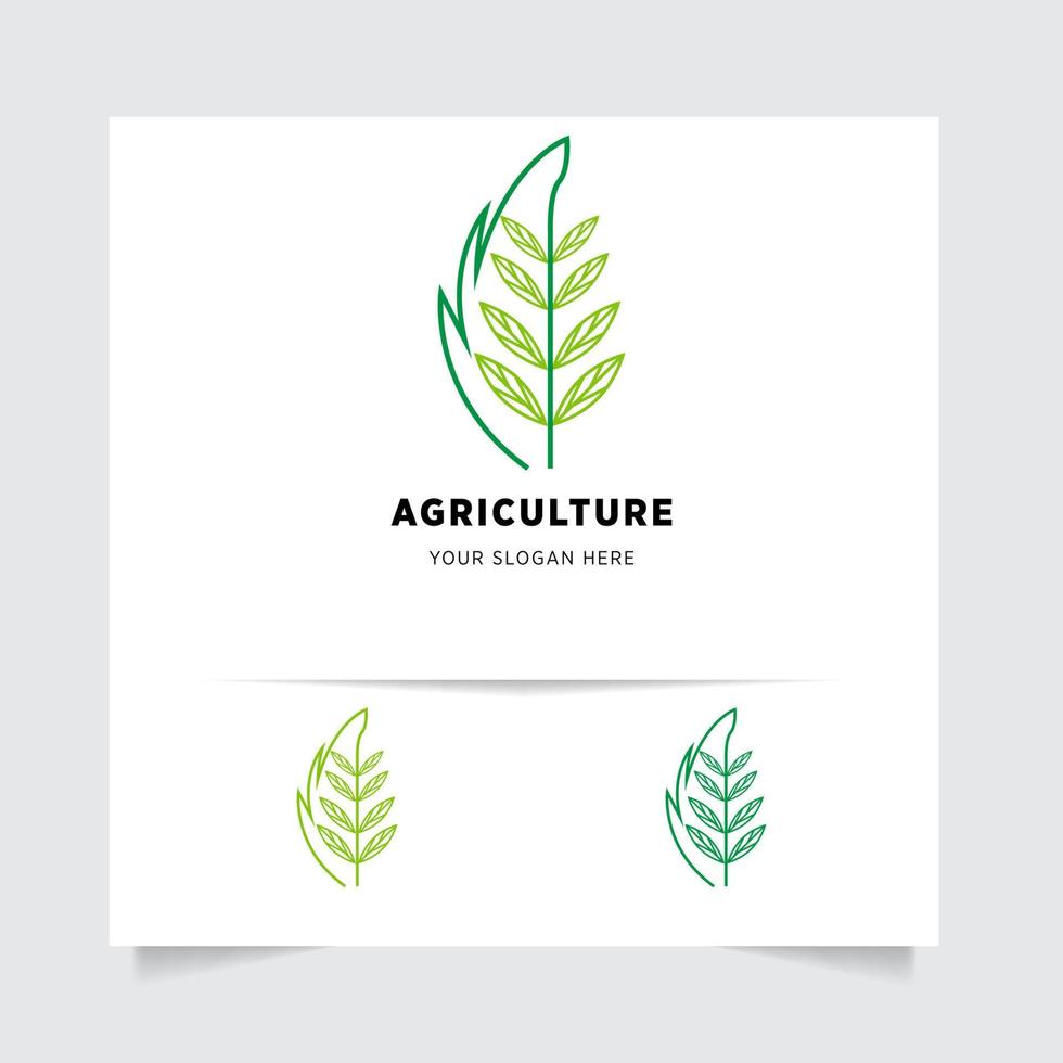 eben Emblem Logo Design zum Landwirtschaft mit das Konzept von Grün Blätter Vektor. Grün Natur Logo benutzt zum landwirtschaftlich Systeme, Bauern, und Plantage Produkte. Logo Vorlage. vektor