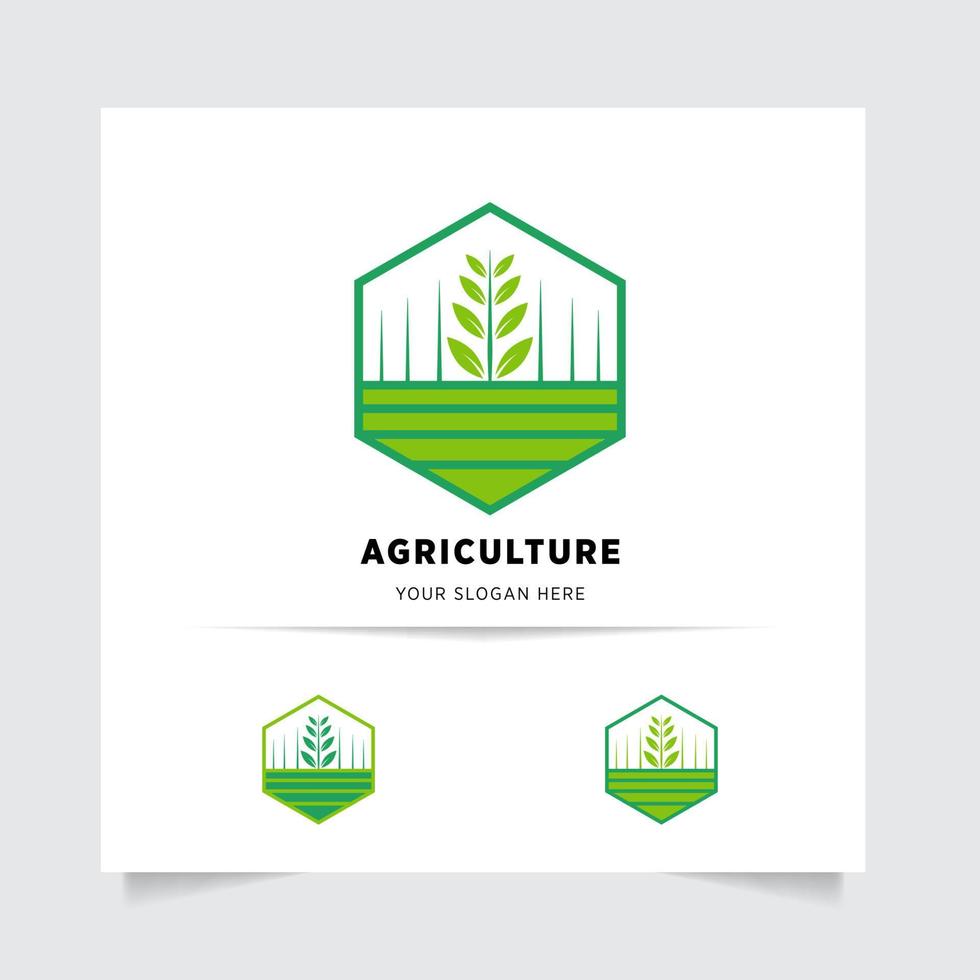 eben Emblem Logo Design zum Landwirtschaft mit das Konzept von Grün Blätter Vektor. Grün Natur Logo benutzt zum landwirtschaftlich Systeme, Bauern, und Plantage Produkte. Logo Vorlage. vektor