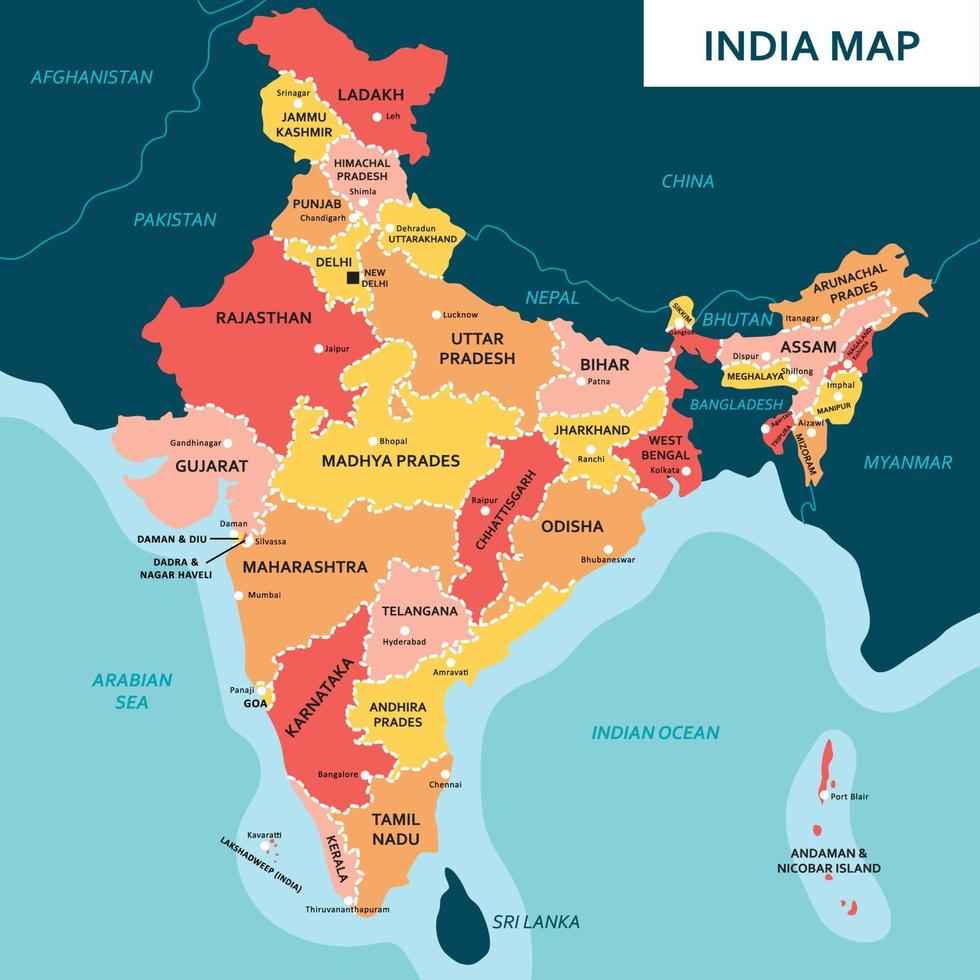 Karte von Indien vektor