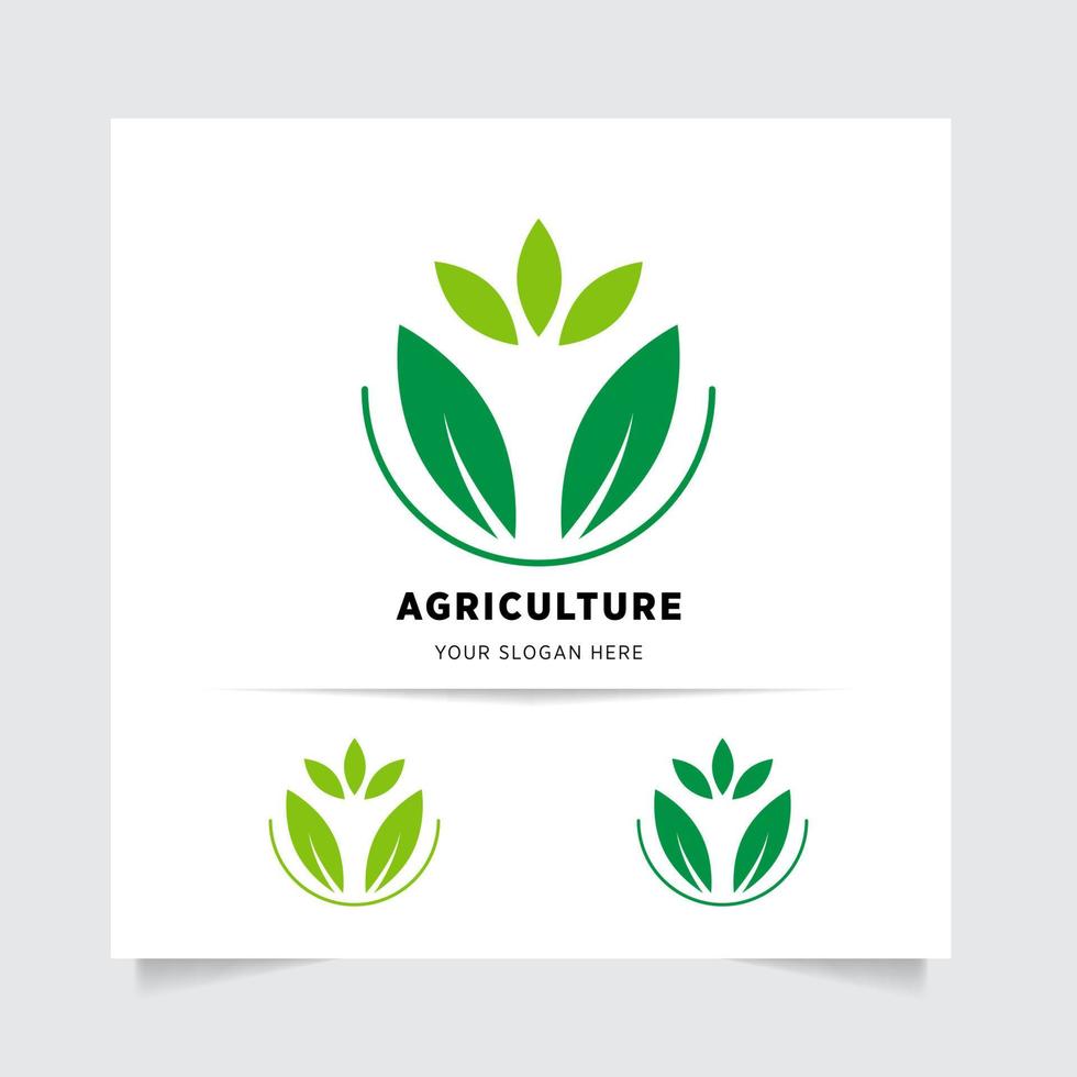 eben Emblem Logo Design zum Landwirtschaft mit das Konzept von Grün Blätter Vektor. Grün Natur Logo benutzt zum landwirtschaftlich Systeme, Bauern, und Plantage Produkte. Logo Vorlage. vektor