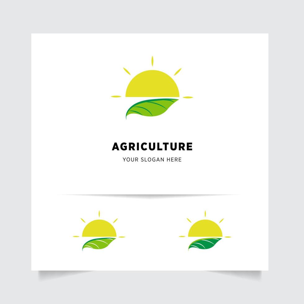 platt emblem logotyp design för lantbruk med de begrepp av grön löv vektor. grön natur logotyp Begagnade för jordbruks system, bönder, och plantage Produkter. logotyp mall. vektor
