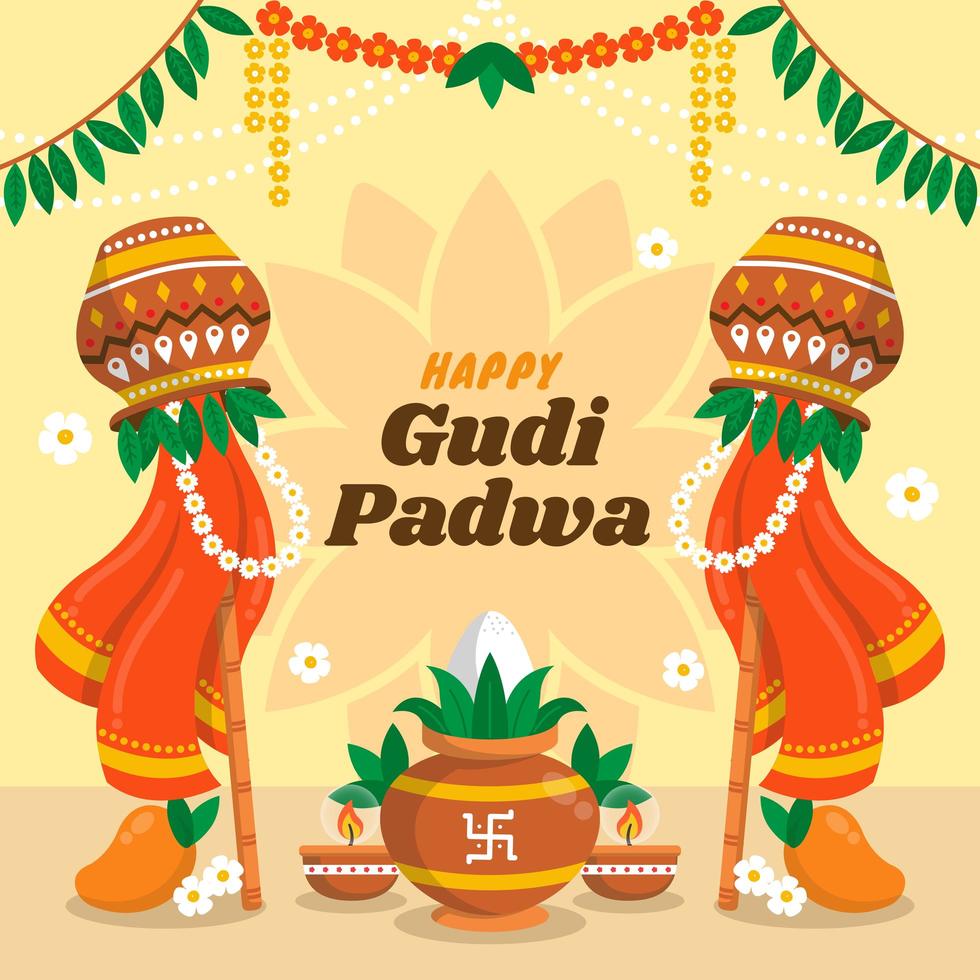 der freudige Anlass des Gudi Padwa Festivals vektor