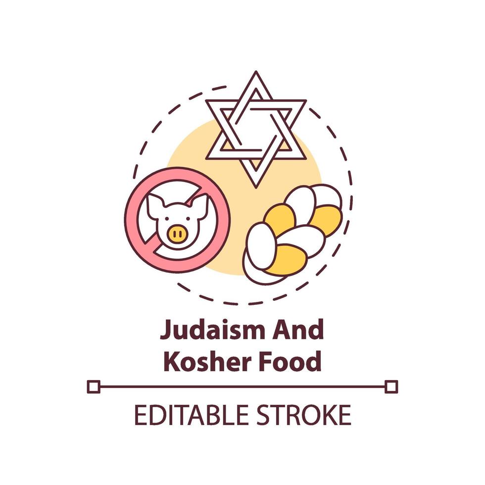Ikone des Judentums und des koscheren Lebensmittelkonzepts vektor