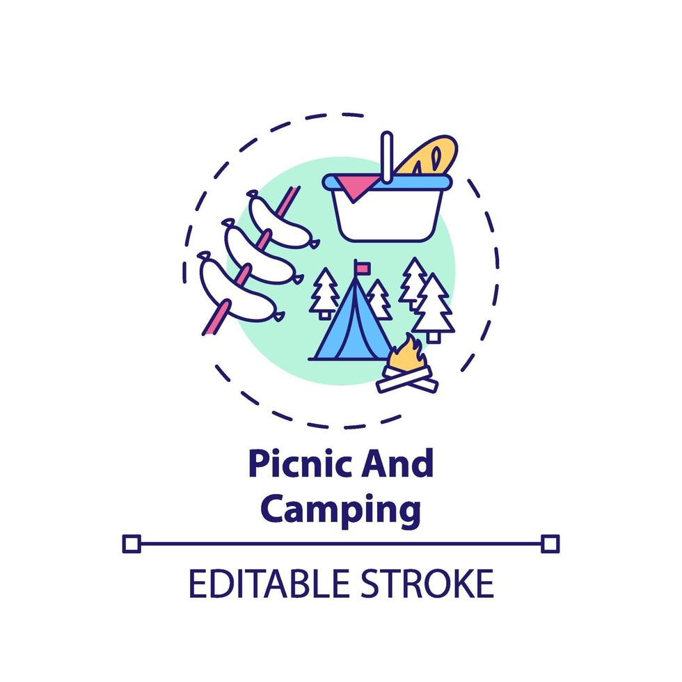 Picknick- und Campingkonzeptikone vektor