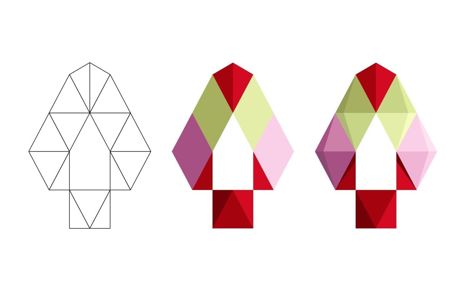 polygonala, platta och konturpilar som isoleras på en vit bakgrund vektor