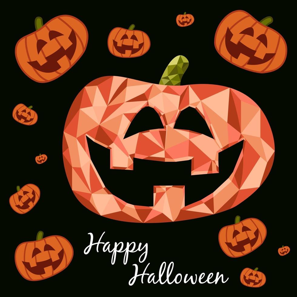 flache und polygonale Halloween gruselige Kürbisse. Lolipop, Süßigkeiten vektor