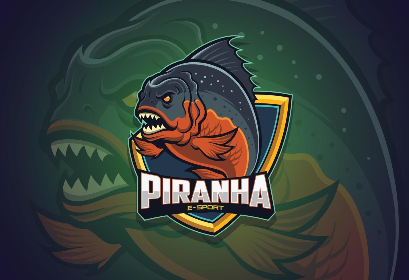 piranha esport logo design vektor