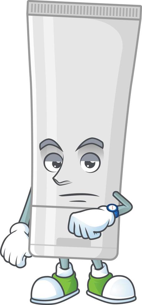Weiß Plastik Tube Karikatur Charakter vektor
