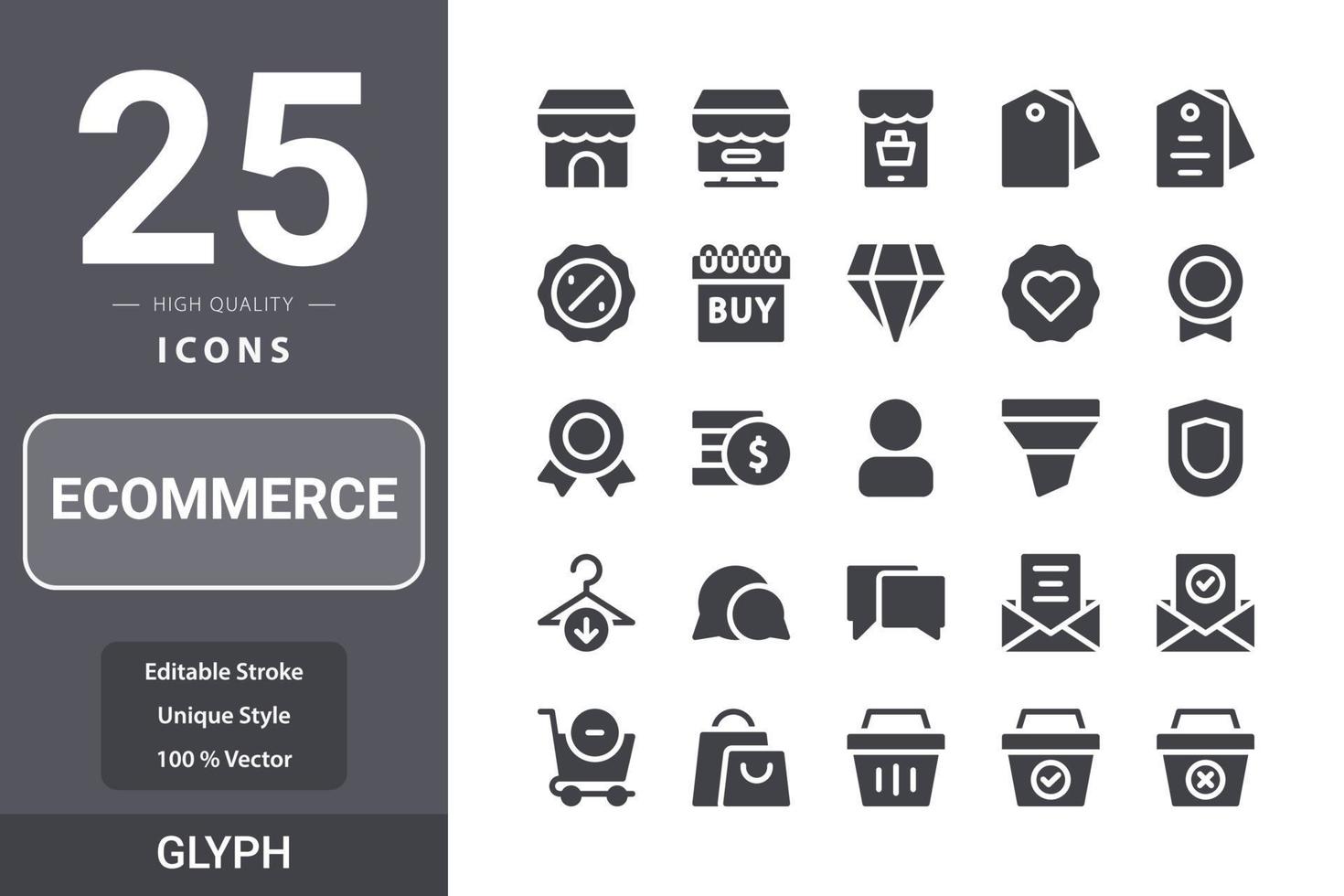 E-Commerce-Paket für Ihr Website-Design, Logo, App, UI. E-Commerce-Symbol Glyphen-Design vektor