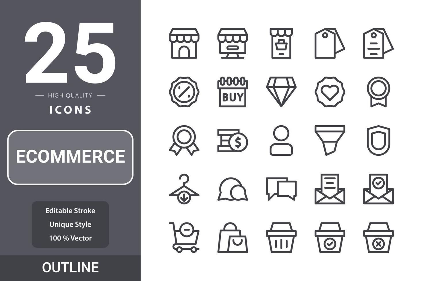 E-Commerce-Paket für Ihr Website-Design, Logo, App, UI. E-Commerce-Symbol Gliederung Design vektor