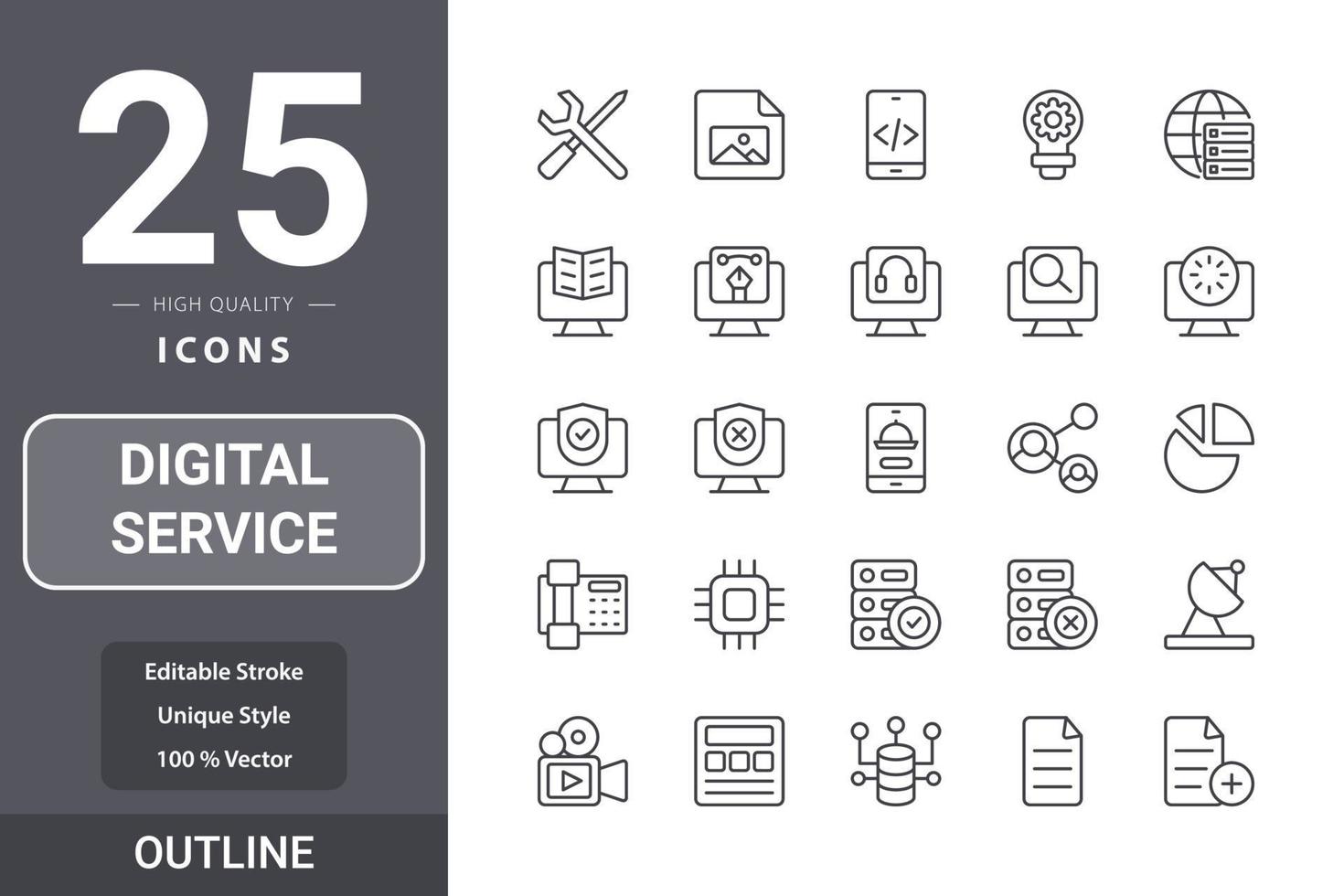 Digital Service Icon Pack für Ihr Website-Design, Logo, App, Benutzeroberfläche vektor