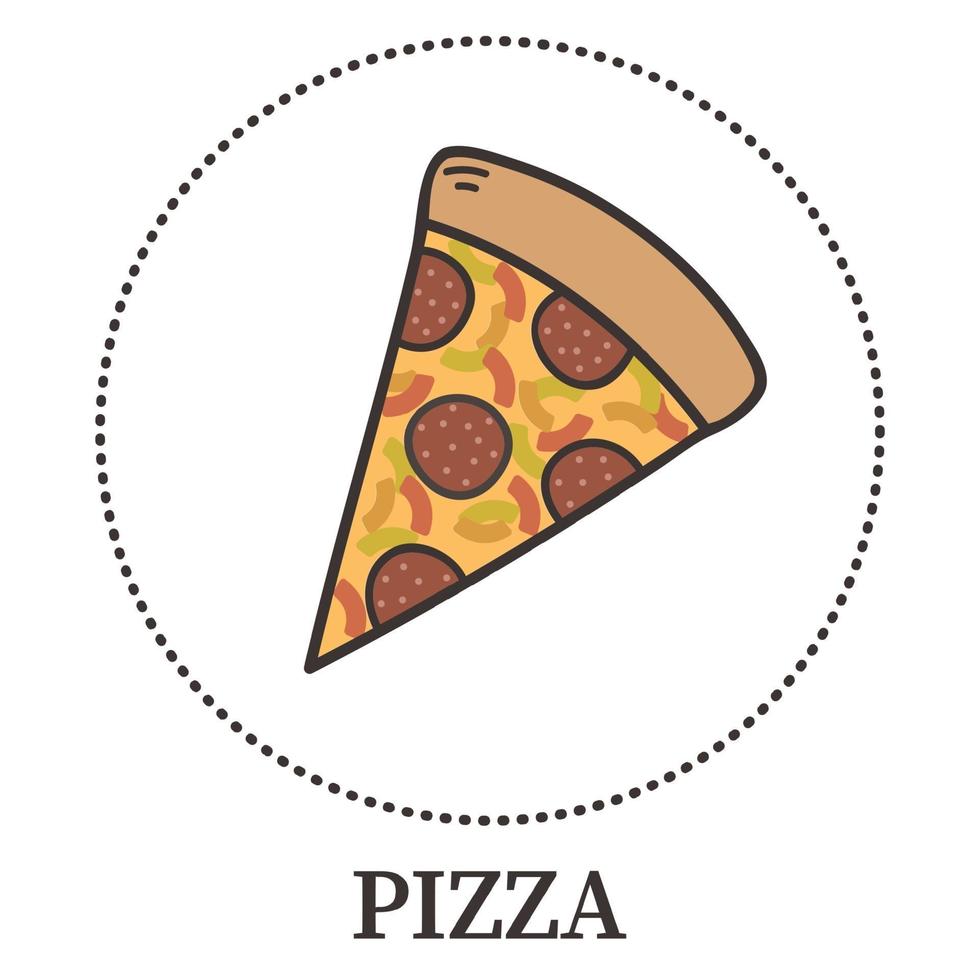 abstrakt pizza med pepperoni och olika typer av såser och ost - vektor