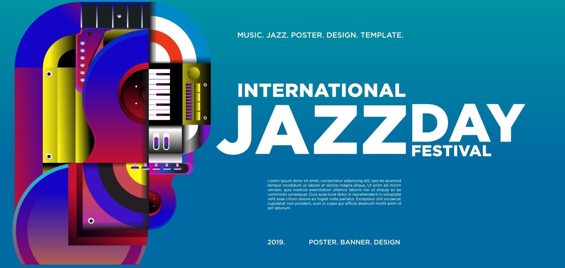 Vektor bunte internationale Jazz Tag Banner Design
