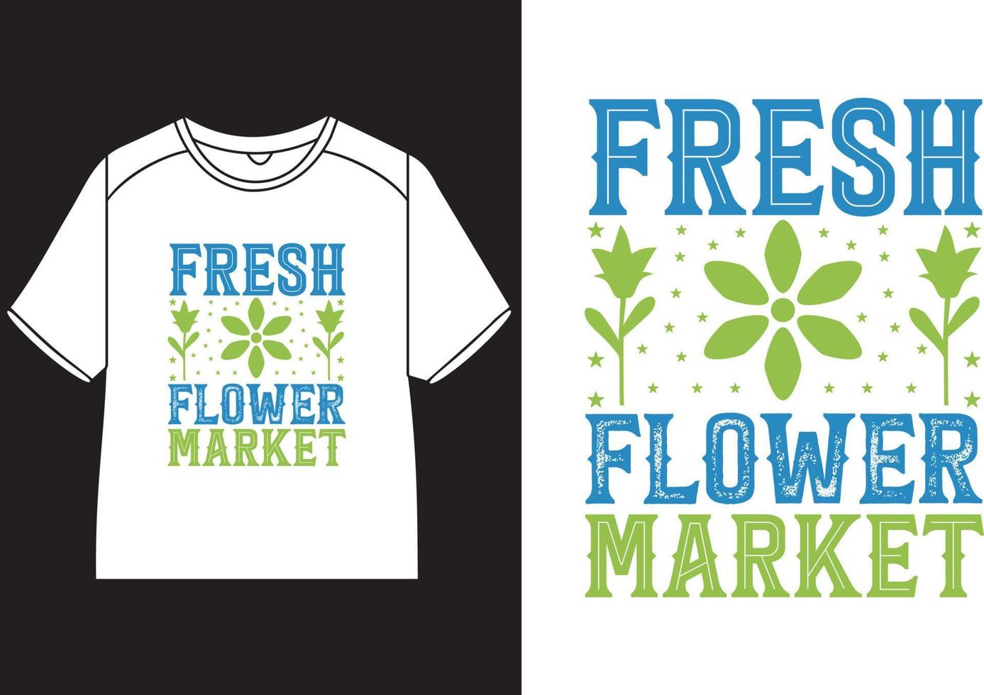 frisch Blume Markt T-Shirt Design vektor