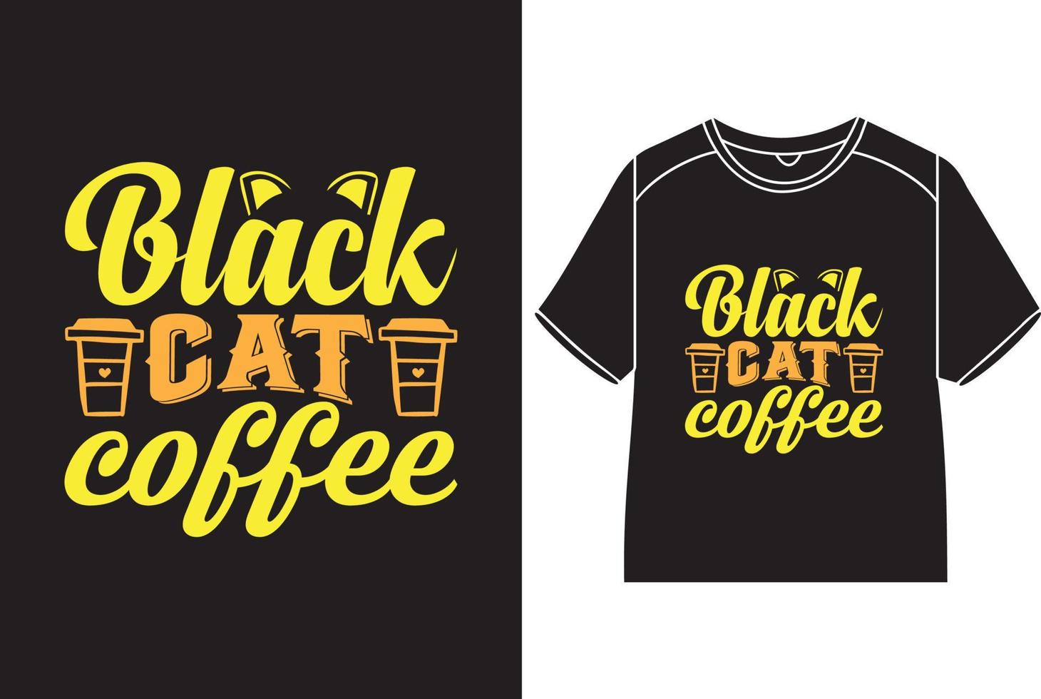 schwarz Katze Kaffee T-Shirt Design vektor