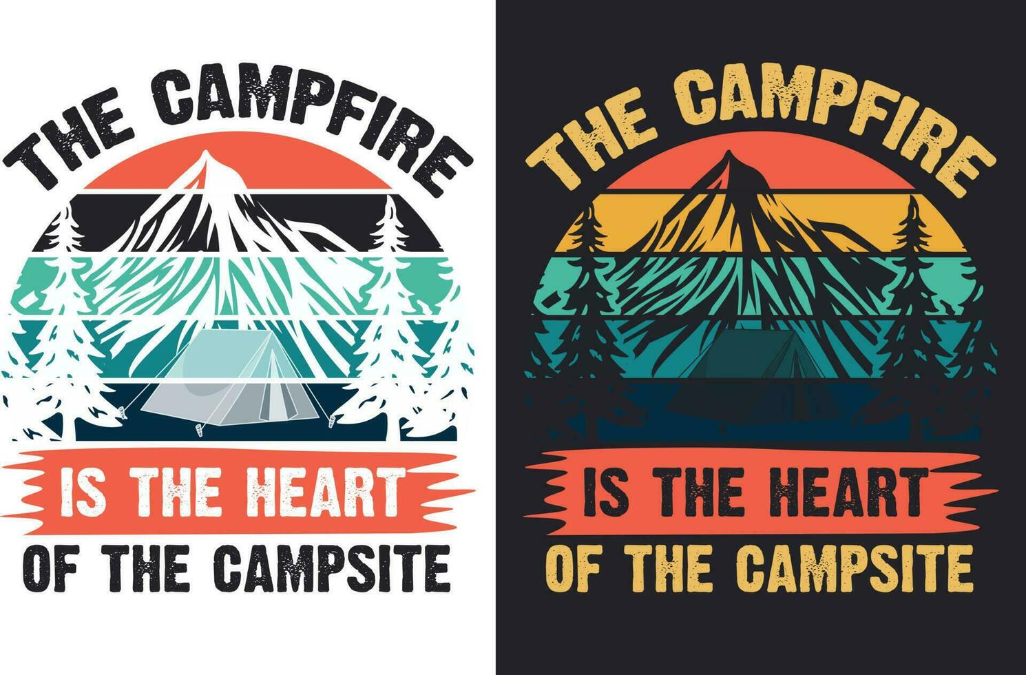 kreativ retro årgång camping t skjorta design fri ladda ner, camping element fri ladda ner vektor