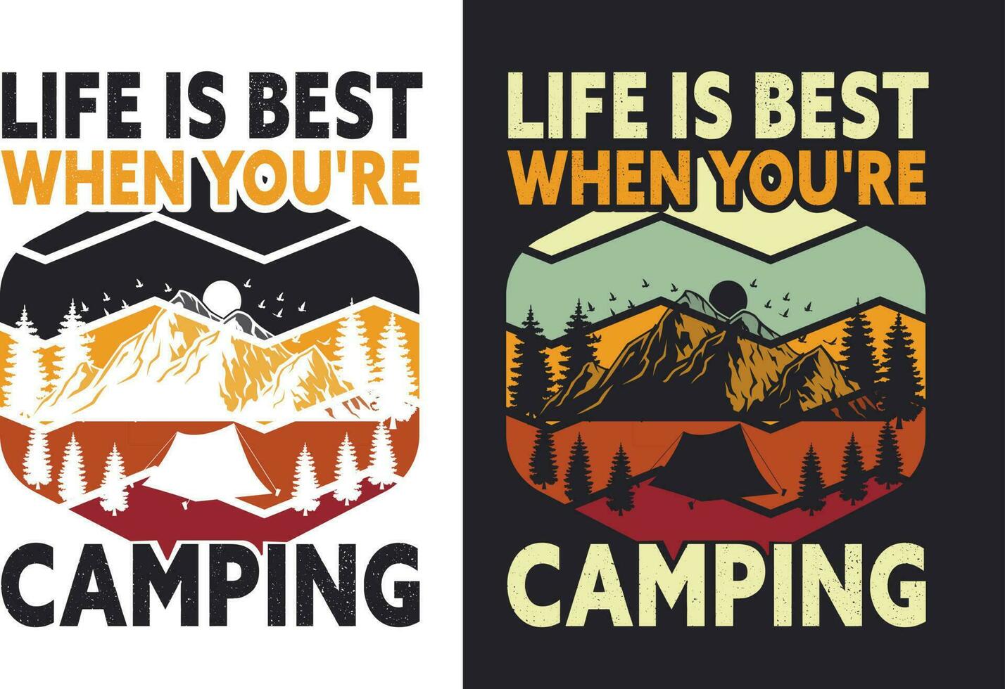 camping t skjorta design bunt t-shirt design för camping älskare vektor