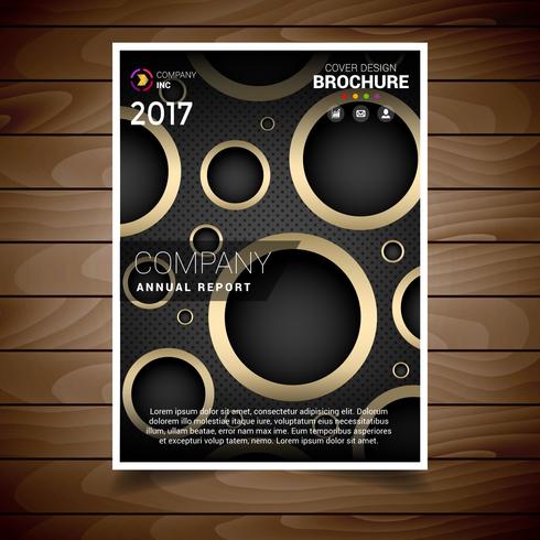 Mörk och guld cirkulär hål broschyr design mall vektor
