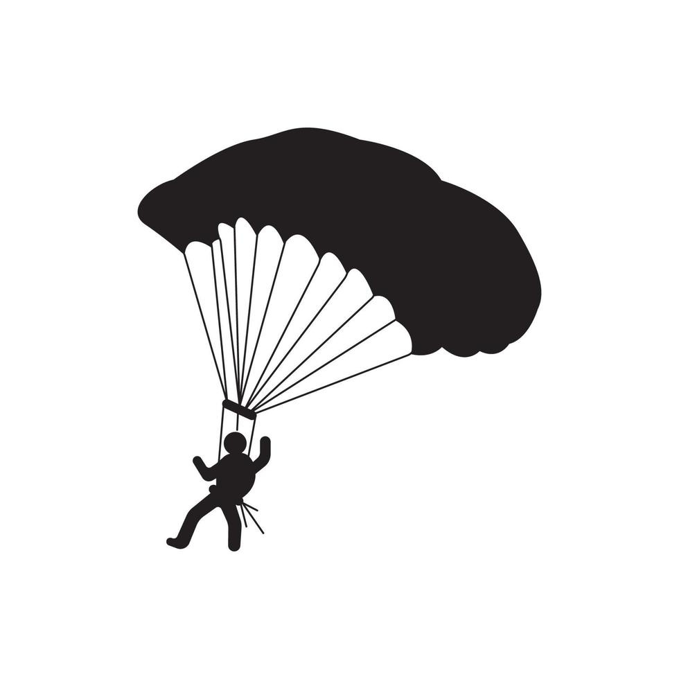 Fallschirmspringen oder Gleitschirmfliegen Symbol, Vektor Illustration Symbol Design.