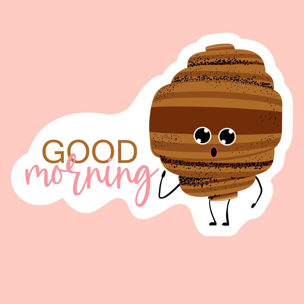 gut Morgen Aufkleber. Croissant. Croissant Tag sticker.vektor Illustration von Bäckerei und Gebäck. vektor