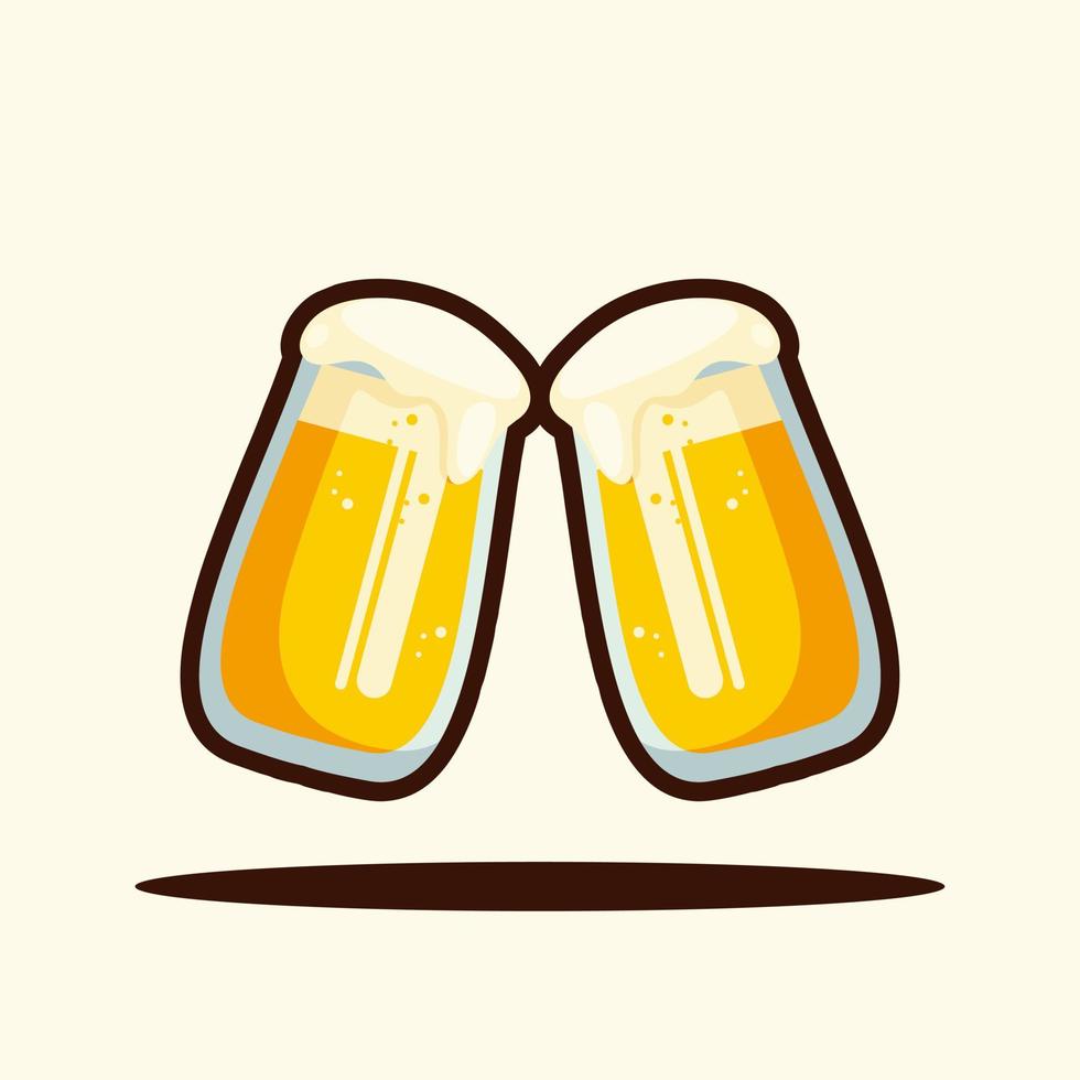 vektor illustration av två glasögon av tecknad serie öl.mat klistermärke, mat tecknad serie