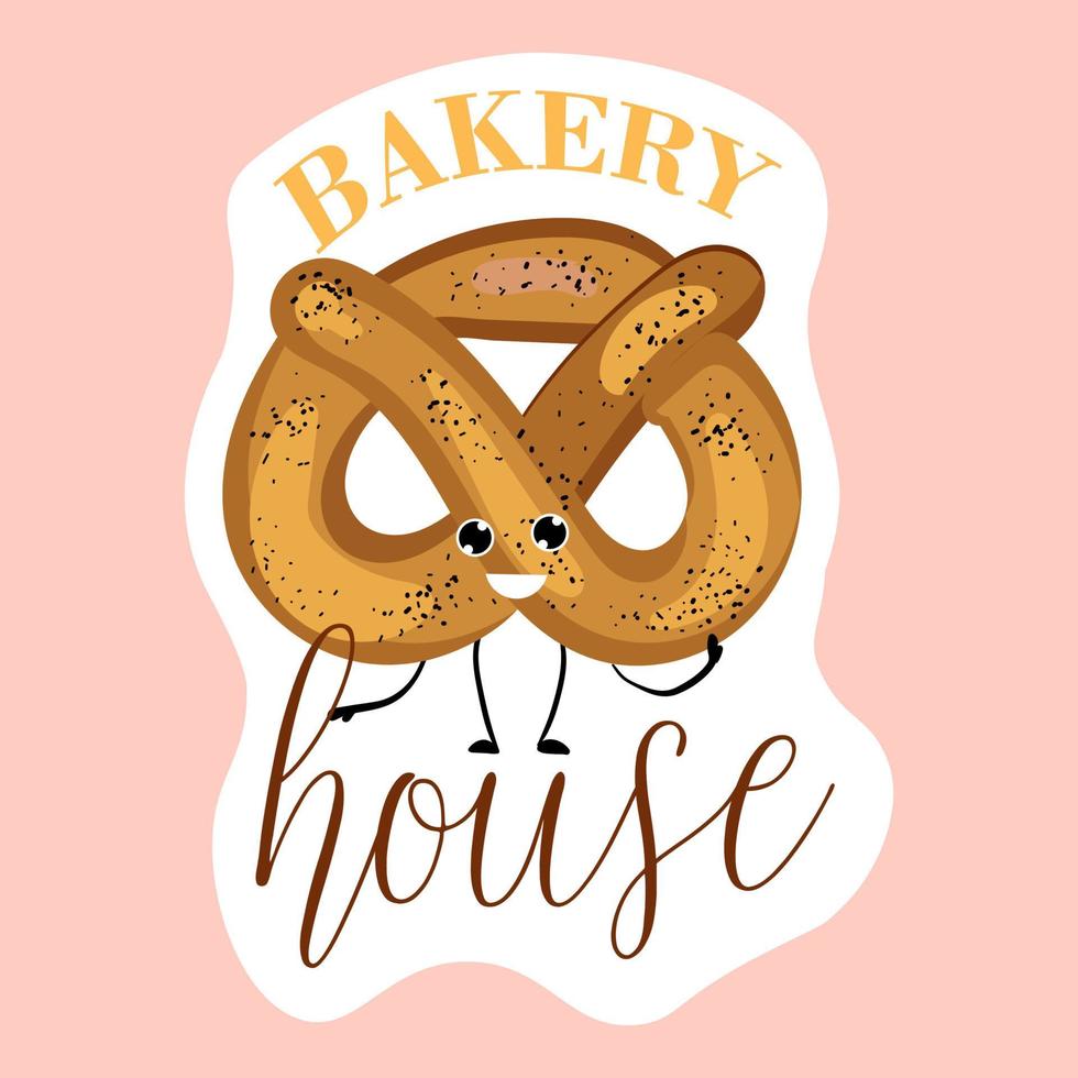 Aufkleber Haus Backen. Croissant. Bäckerei Logo. Vektor Illustration von Bäckerei und Süßwaren.