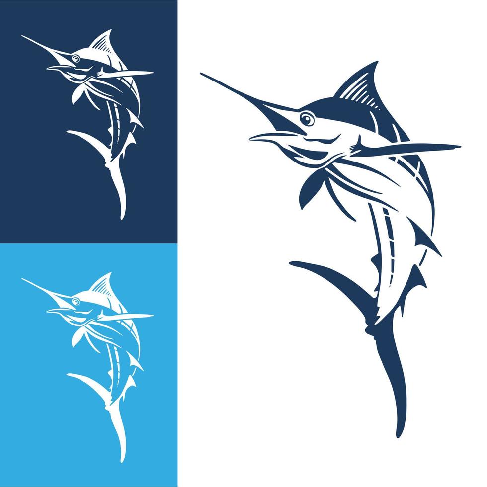 hand dragen Svärdfisk fisk hoppa. design element för logotyp, märka, emblem, tecken, varumärke märke. vektor illustration.