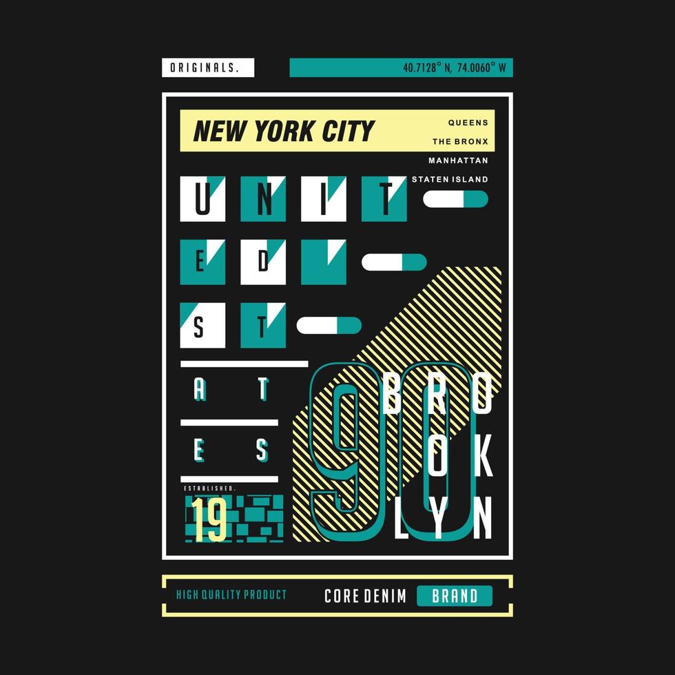 brooklyn ny york stad text ram grafisk typografi vektor skriva ut